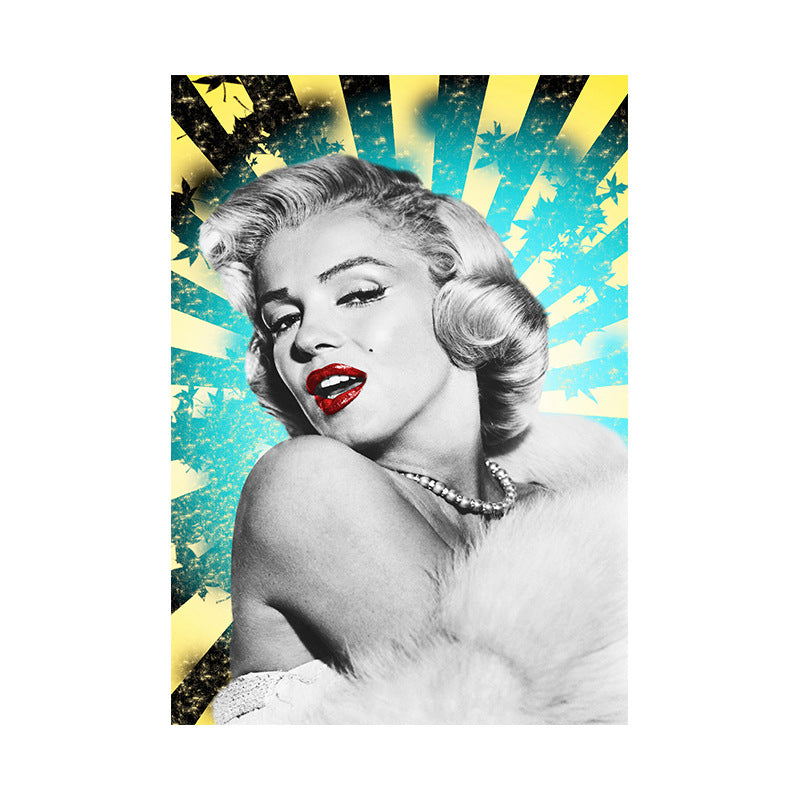 Brehn | Texturiertes Marilyn Monroe Wanddekor Glam Leinwanddruck in dunkler Farbe für den Raum
