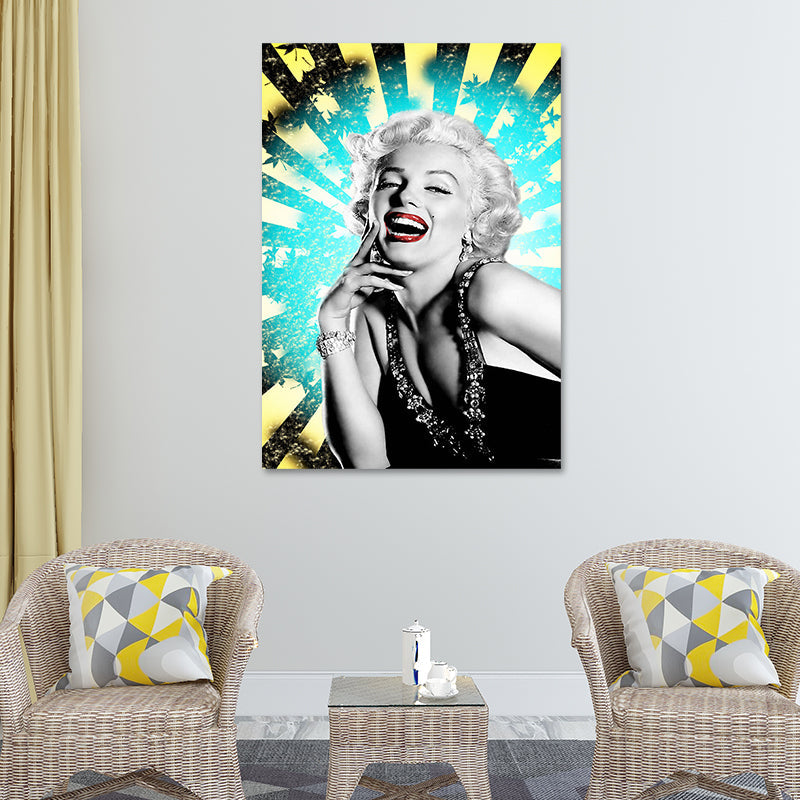 Brehn | Texturiertes Marilyn Monroe Wanddekor Glam Leinwanddruck in dunkler Farbe für den Raum