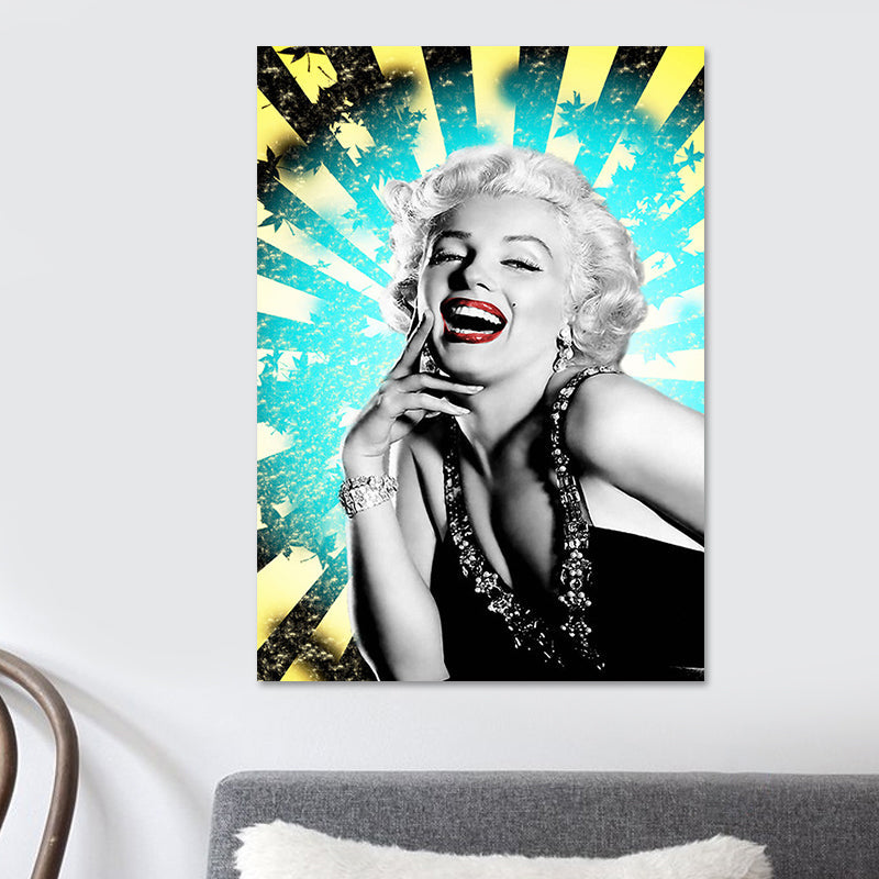 Brehn | Texturiertes Marilyn Monroe Wanddekor Glam Leinwanddruck in dunkler Farbe für den Raum