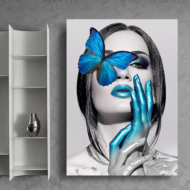 Brehn | Glam Woman Figur Wandkunst Dunkle Farbe Texturierte Oberfläche Leinwanddruck für Hausinterieur