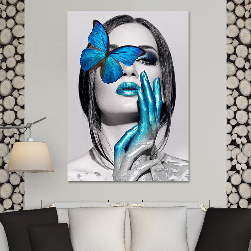 Brehn | Glam Woman Figur Wandkunst Dunkle Farbe Texturierte Oberfläche Leinwanddruck für Hausinterieur