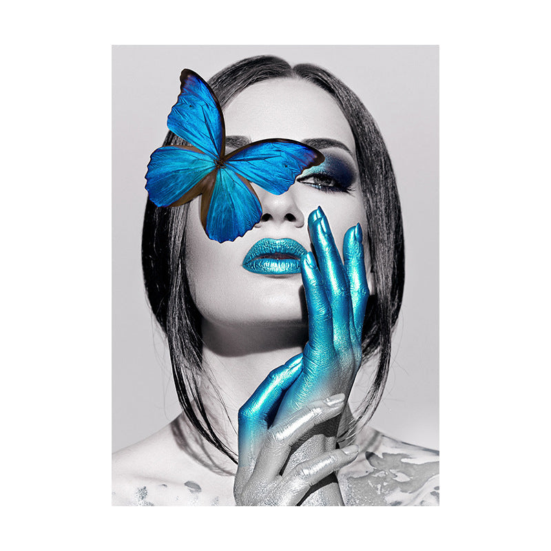 Brehn | Glam Woman Figur Wandkunst Dunkle Farbe Texturierte Oberfläche Leinwanddruck für Hausinterieur