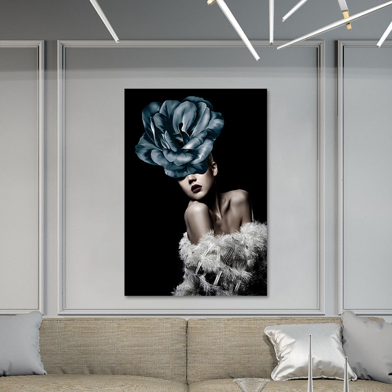 Brehn | Glam Woman Figur Wandkunst Dunkle Farbe Texturierte Oberfläche Leinwanddruck für Hausinterieur