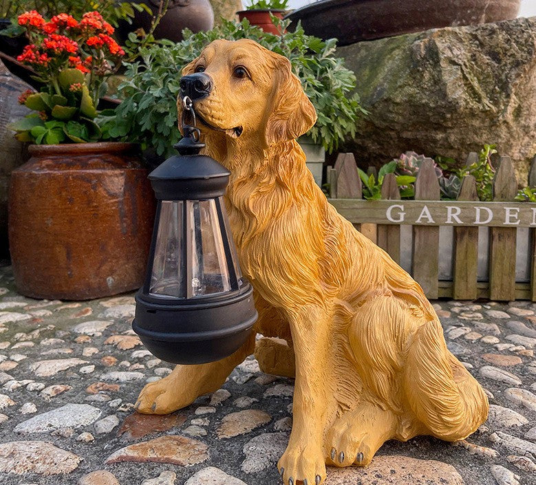 Brehn | Solarbetriebene Hundestatue mit LED-Beleuchtung - LumiPup