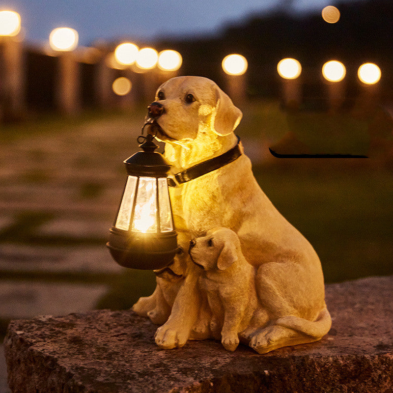 Brehn | Solarbetriebene Hundestatue mit LED-Beleuchtung - LumiPup