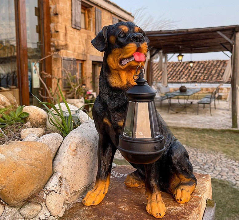 Brehn | Solarbetriebene Hundestatue mit LED-Beleuchtung - LumiPup