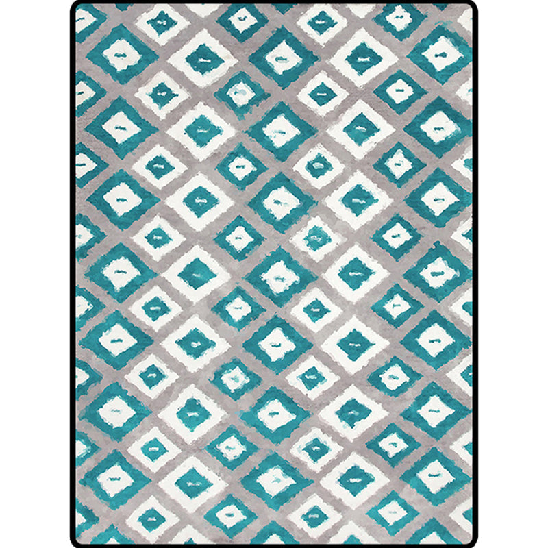 Brehn | Blauw en Grijs Slaapkamer Tapijt Nieuwigheid Geometrisch Diamantpatroon Gebied Tapijt Polyester Huisdier Vriendelijk Vloerkleed