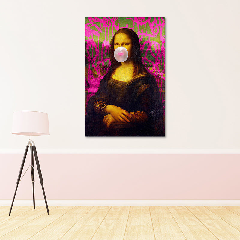 Brehn | Leinwand Texturiert Kunstdruck Zeitgenössische Mona Lisa Kaugummi Wanddeko in Rot-Braun