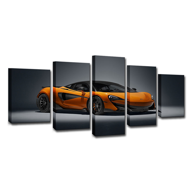 Brehn | Orangenes Sportwagen-Wandkunst Automobil Modernes Mehrteiliges Leinwanddruck für das Schlafzimmer