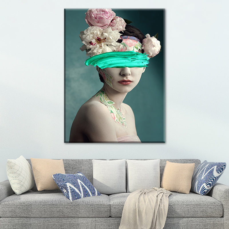 Brehn | Gemischte Medien Glam Wandkunst Dekor mit Frauenmuster in dunkler Farbe für das Esszimmer