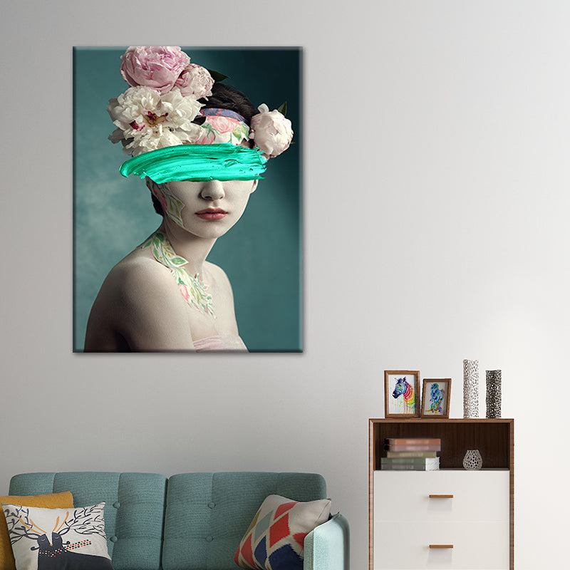 Brehn | Gemischte Medien Glam Wandkunst Dekor mit Frauenmuster in dunkler Farbe für das Esszimmer