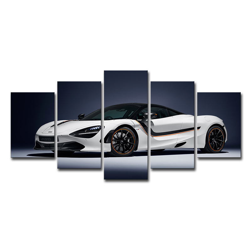 Brehn | Coole McLaren Sportwagen Leinwand Wandkunst für Jungenzimmer, Weiß und Schwarz, Mehrteilig