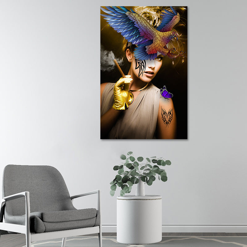 Brehn | Texturierte Mädchen Druck Wandkunst Moderne Stilvolle Leinwand Dekoration für das Wohnzimmer