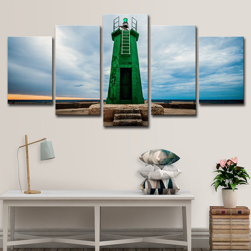 Brehn | Global inspirierte Laterne Leinwandkunst Grünes Mehrteiliges Wanddekor für Schlafzimmer