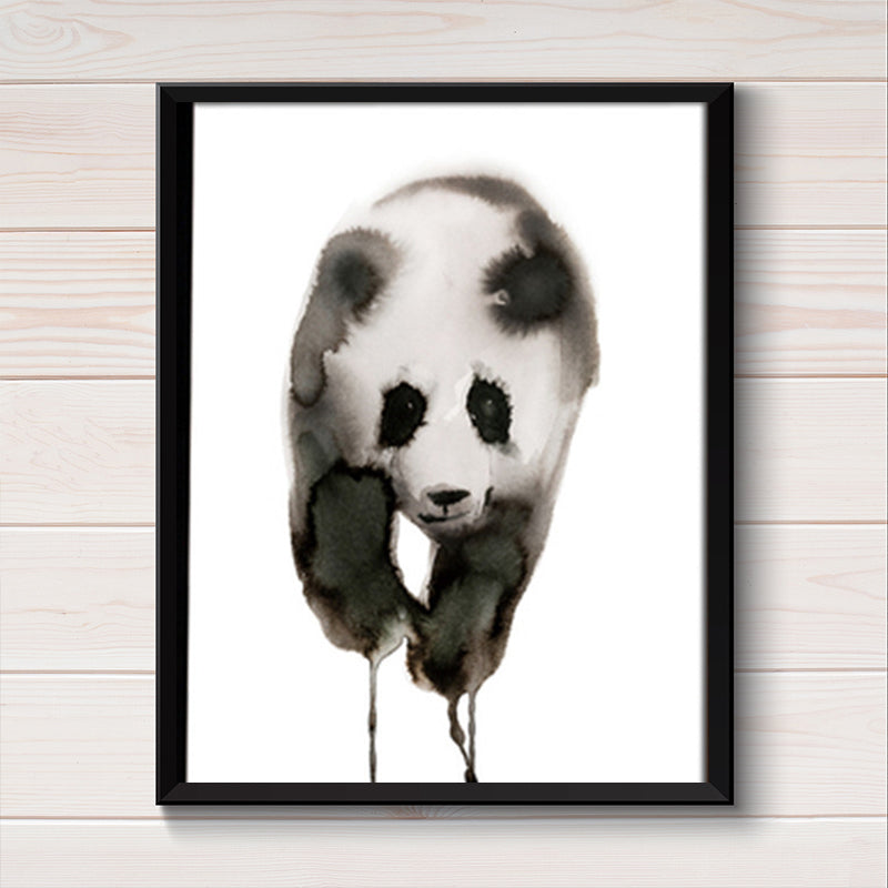 Brehn | Schwarz-Weiß Panda Leinwandkunst Texturiert Asiatischer Stil Kinderzimmer Wanddekoration