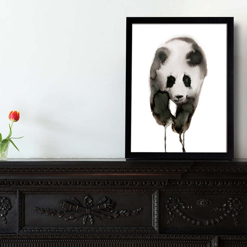 Brehn | Schwarz-Weiß Panda Leinwandkunst Texturiert Asiatischer Stil Kinderzimmer Wanddekoration