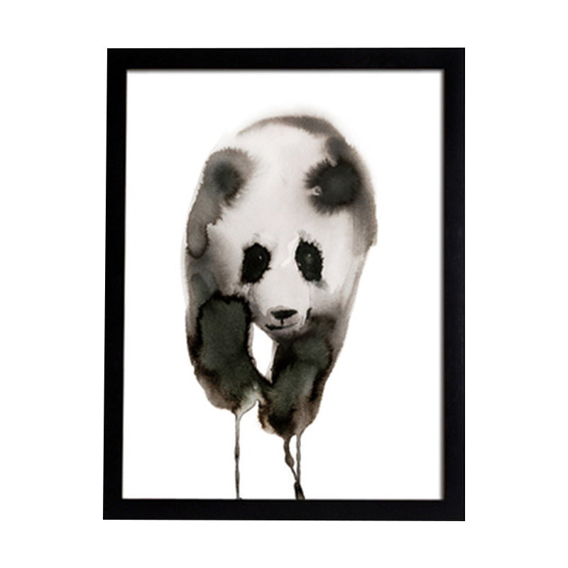 Brehn | Schwarz-Weiß Panda Leinwandkunst Texturiert Asiatischer Stil Kinderzimmer Wanddekoration