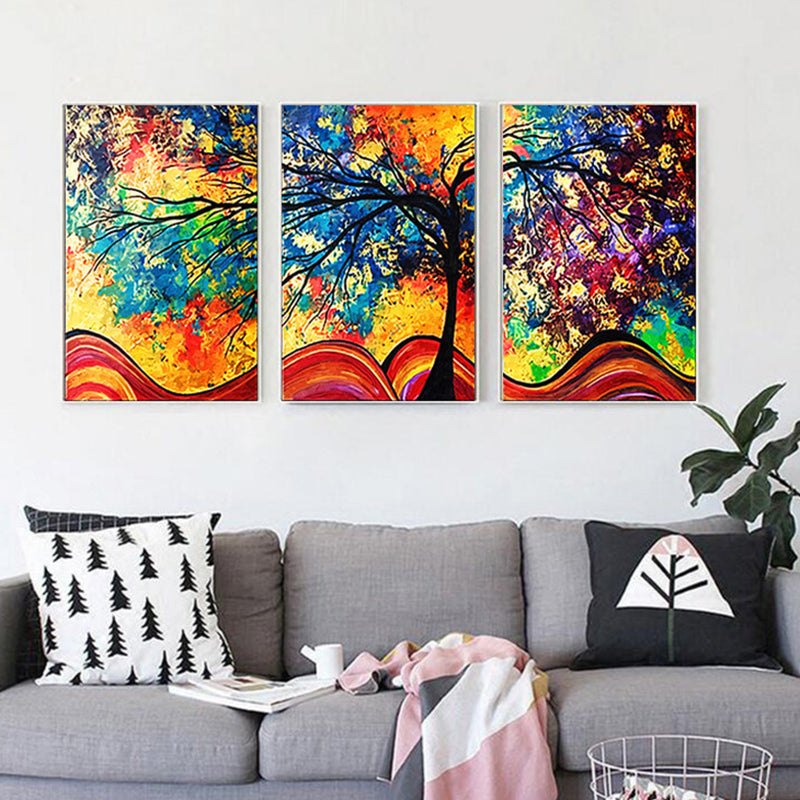 Brehn | Baum Wandkunst Druck Modern Verzaubernd Abstrakte Malerei Leinwand in Gelb und Blau