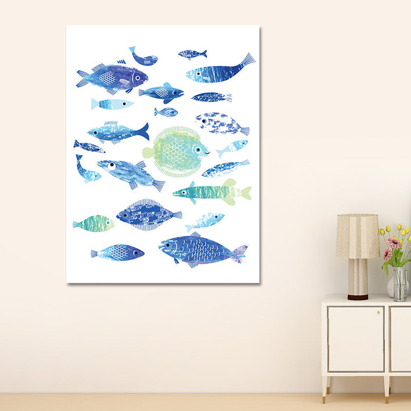 Brehn | Tropische Unterwasserwelt Kunstdruck Blau Wohnzimmer Wanddekoration, Texturierte Oberfläche