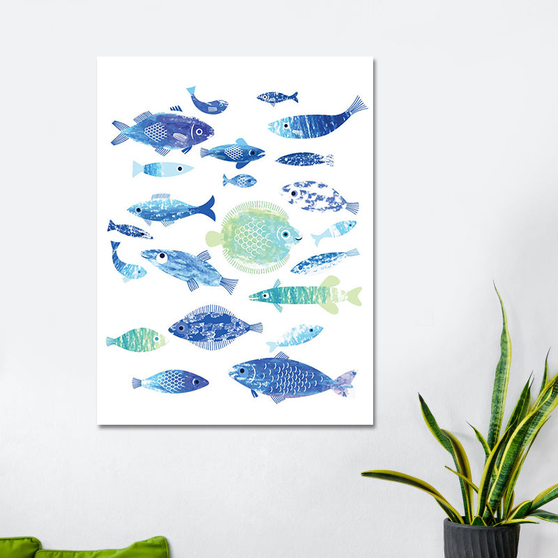 Brehn | Tropische Unterwasserwelt Kunstdruck Blau Wohnzimmer Wanddekoration, Texturierte Oberfläche