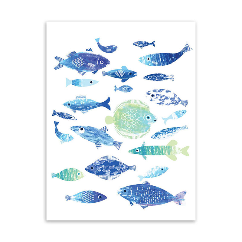 Brehn | Tropische Unterwasserwelt Kunstdruck Blau Wohnzimmer Wanddekoration, Texturierte Oberfläche