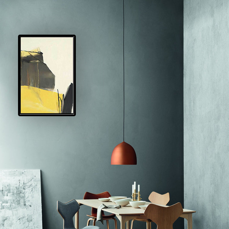 Brehn | Abstrakte Leinwand Wandkunst Zeitgenössische Texturierte Wanddekoration in Gelb und Schwarz für den Raum