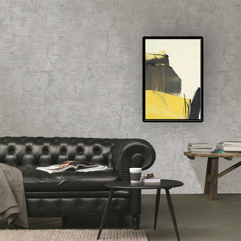Brehn | Abstrakte Leinwand Wandkunst Zeitgenössische Texturierte Wanddekoration in Gelb und Schwarz für den Raum