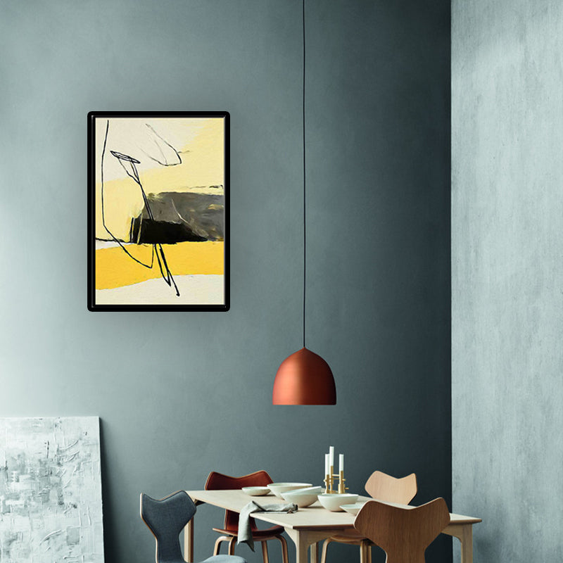 Brehn | Abstrakte Leinwand Wandkunst Zeitgenössische Texturierte Wanddekoration in Gelb und Schwarz für den Raum