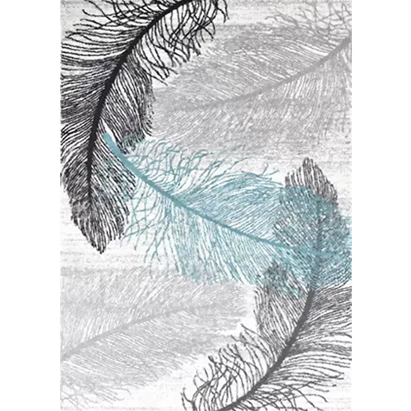 Brehn | Tropische Woonkamer Tapijt in Grijze Botanische Print Tapijt Polyester Antislip Machine Wasbaar Zoomtapijt
