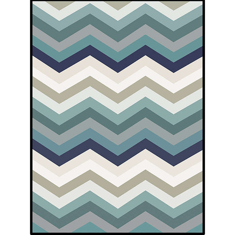 Brehn | Blauwe Slaapkamer Tapijt Novelty Geometrisch Golvend Patroon Area Tapijt Polyester Vlekbestendig Tapijt