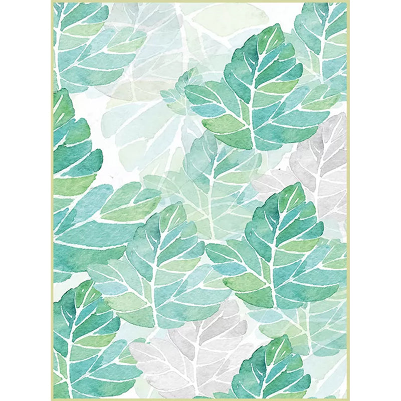 Brehn | Groen en Witte Slaapkamer Tapijt Tropisch Botanisch Bladerenpatroon Vloerkleed Polyester Vlekbestendig Wasbaar Tapijt