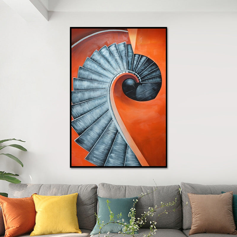 Brehn | Orange Spiral Staircase Canvas Art Architektur Nordic Texturierte Oberfläche Wanddeko