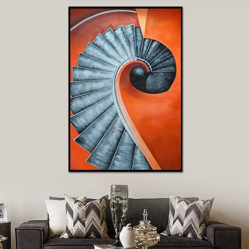 Brehn | Orange Spiral Staircase Canvas Art Architektur Nordic Texturierte Oberfläche Wanddeko