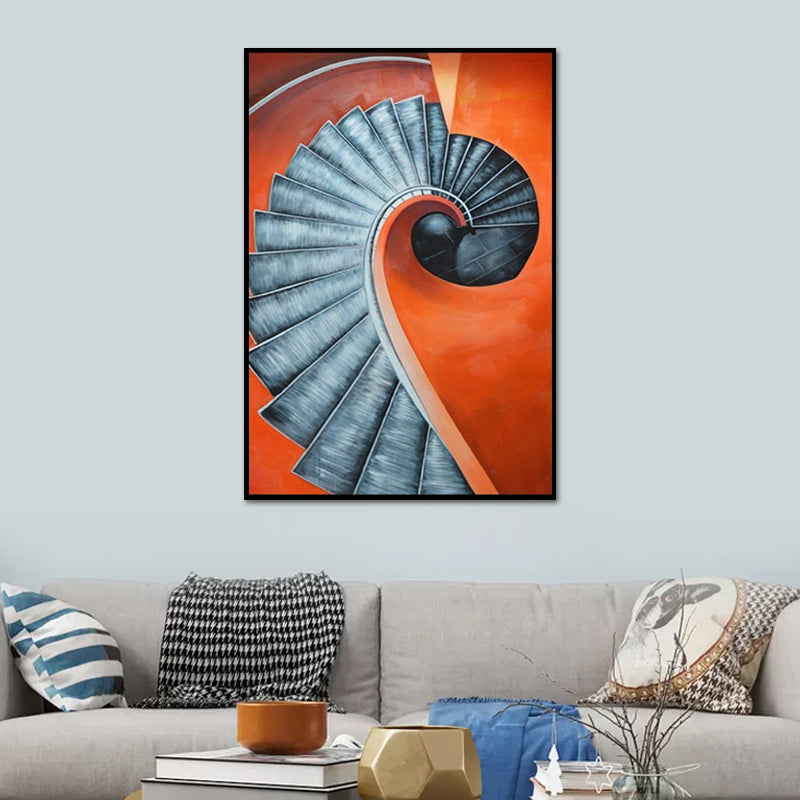 Brehn | Orange Spiral Staircase Canvas Art Architektur Nordic Texturierte Oberfläche Wanddeko