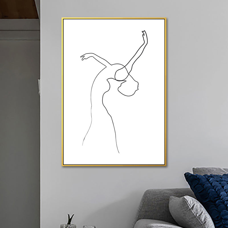 Brehn | Tanzendes Mädchen Grafitzeichnungen Malerei Skandinavischer Stil Leinwand Wandkunst Dekor