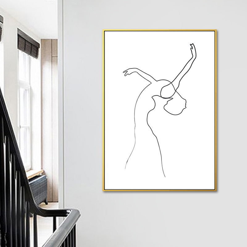 Brehn | Tanzendes Mädchen Grafitzeichnungen Malerei Skandinavischer Stil Leinwand Wandkunst Dekor