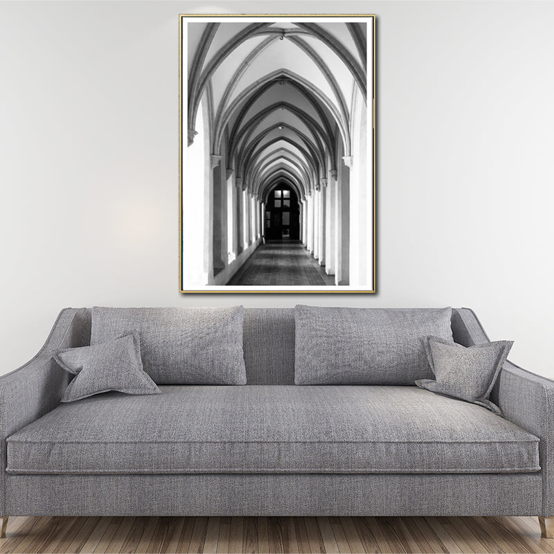 Brehn | Kirchenbogen Leinwand Wandkunst Moderne Architektur Wanddekoration in Grau