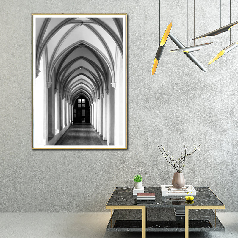 Brehn | Kirchenbogen Leinwand Wandkunst Moderne Architektur Wanddekoration in Grau