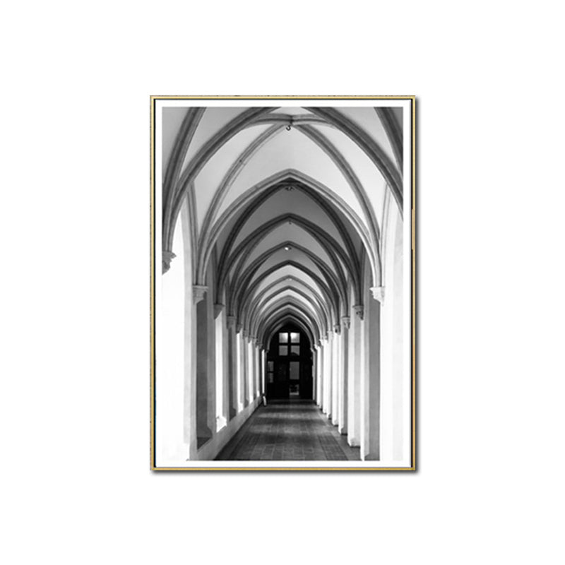 Brehn | Kirchenbogen Leinwand Wandkunst Moderne Architektur Wanddekoration in Grau