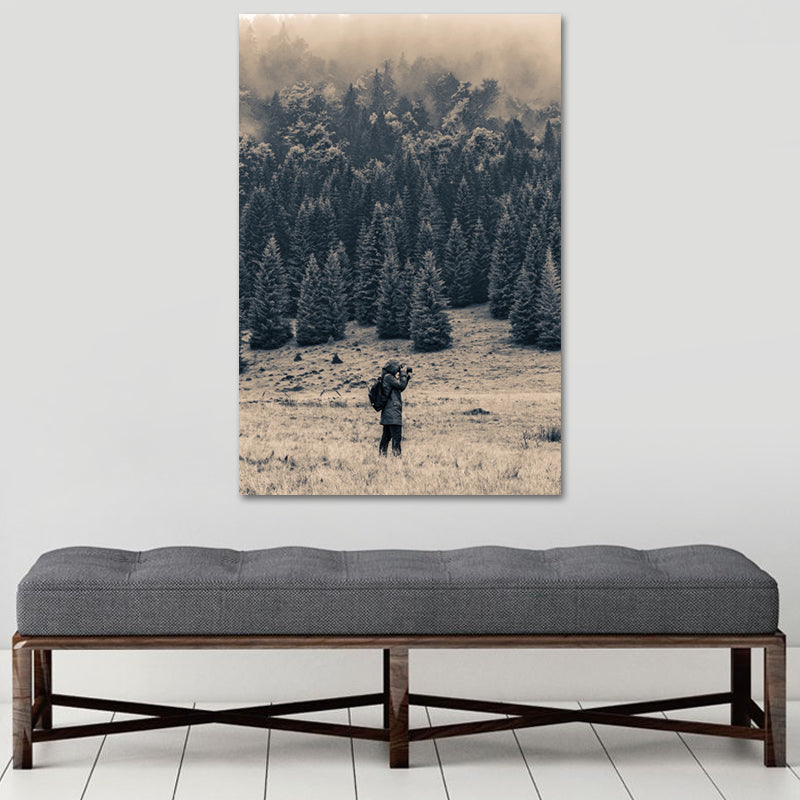 Brehn | Meadow und Nebelwald Kunstdruck Schwarze Vintage-Leinwand für Esszimmer, Texturiert