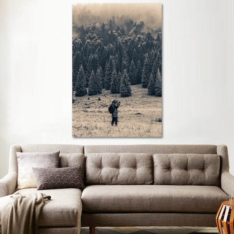 Brehn | Meadow und Nebelwald Kunstdruck Schwarze Vintage-Leinwand für Esszimmer, Texturiert