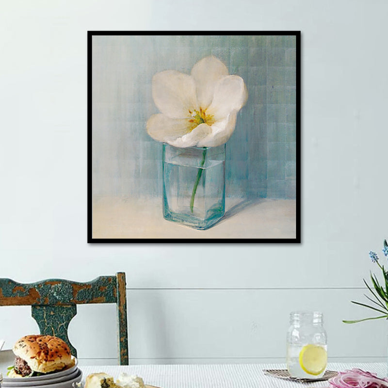 Brehn | Blühende Flasche Vase Wandkunst in Weiß Modern Stil Leinwanddruck für Wohnzimmer