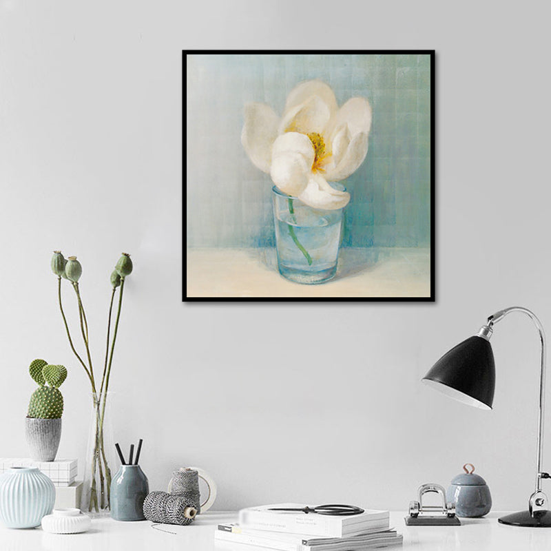 Brehn | Blühende Flasche Vase Wandkunst in Weiß Modern Stil Leinwanddruck für Wohnzimmer