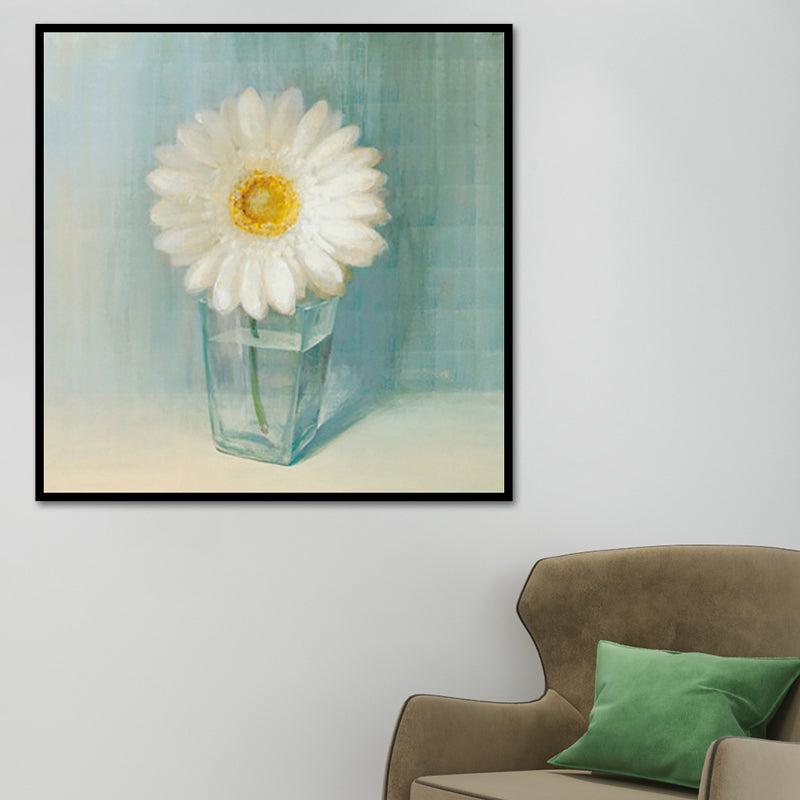 Brehn | Blühende Flasche Vase Wandkunst in Weiß Modern Stil Leinwanddruck für Wohnzimmer