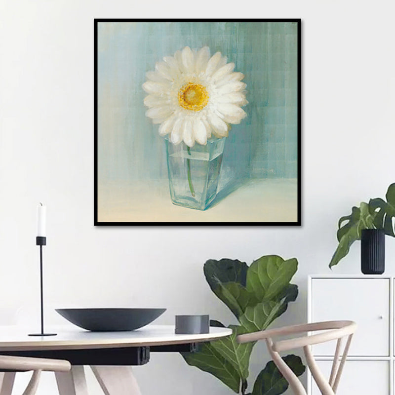 Brehn | Blühende Flasche Vase Wandkunst in Weiß Modern Stil Leinwanddruck für Wohnzimmer