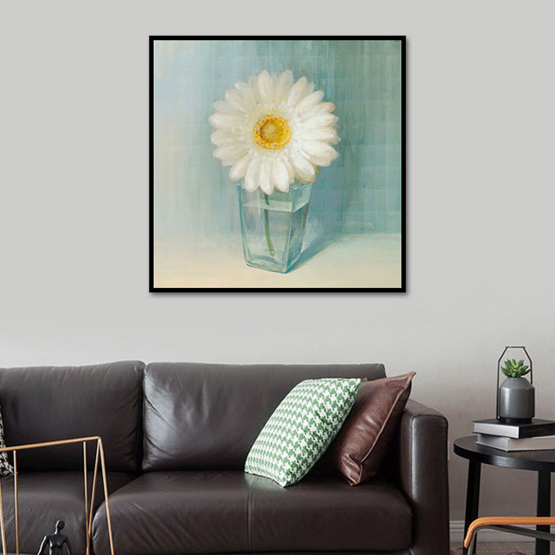 Brehn | Blühende Flasche Vase Wandkunst in Weiß Modern Stil Leinwanddruck für Wohnzimmer