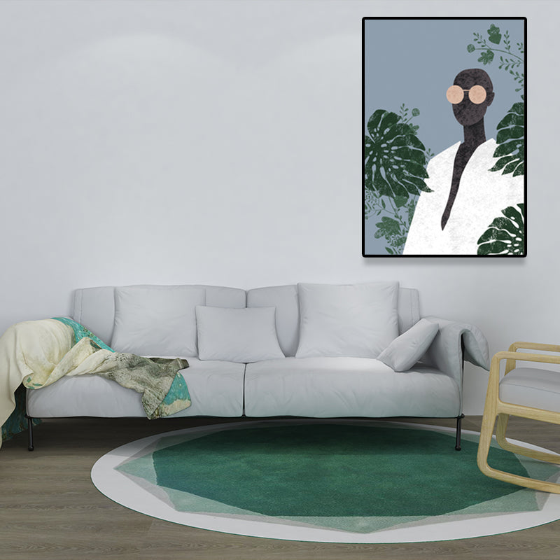 Brehn | Modell und Blatt Wandkunst Nordic Textured Leinwanddruck in Pastellfarbe für das Wohnzimmer
