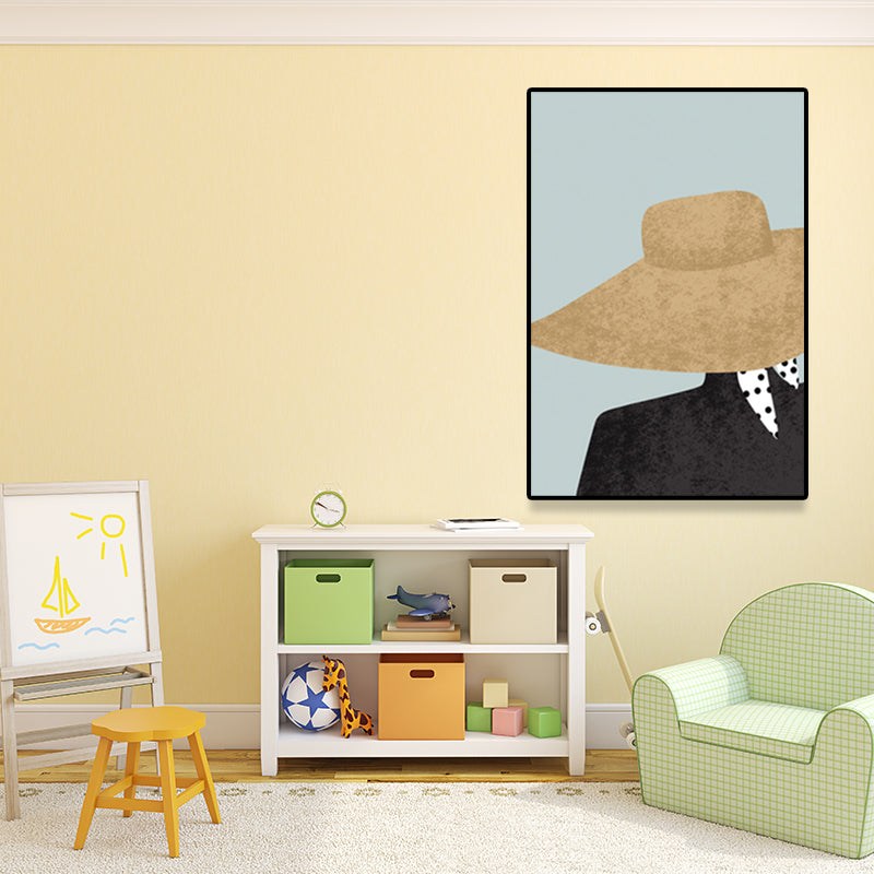 Brehn | Modell und Blatt Wandkunst Nordic Textured Leinwanddruck in Pastellfarbe für das Wohnzimmer
