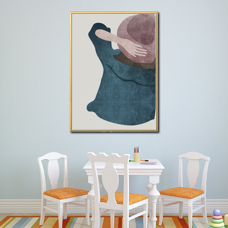 Brehn | Minimalistische Mode Mädchen Wandkunst Pastellfarbe Texturierte Leinwand für das Wohnzimmer