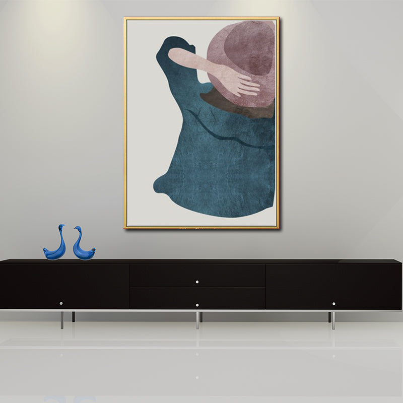 Brehn | Minimalistische Mode Mädchen Wandkunst Pastellfarbe Texturierte Leinwand für das Wohnzimmer